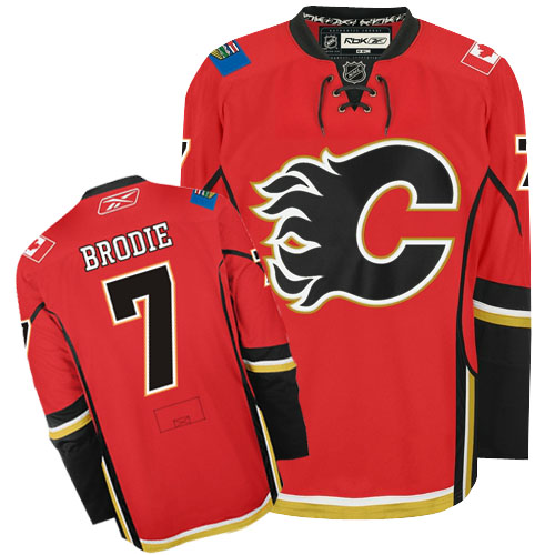 Hot selling Calgary Flames 7 T.J. Brodie Red Reebok NHL Hockey Jersey Online Shop